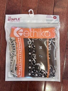 ethika Orange & Brown Paisley Boxer Briefs